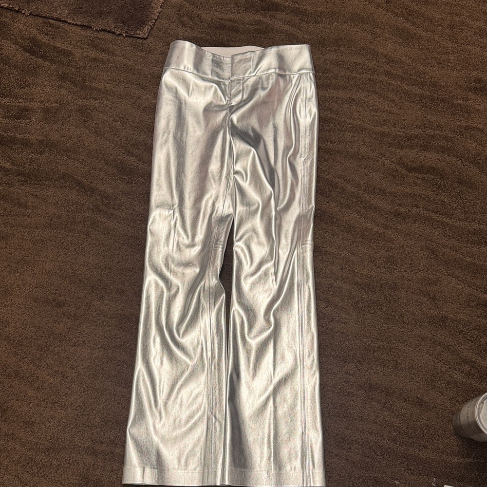 Alice and Olivia vegan leather Silver Trouser